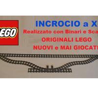 Lego Train - Incrocio a X con Binari e Scambi NUOV