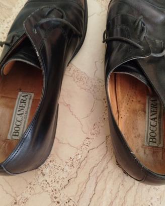 Scarpe bocca nera in pelle. N 43