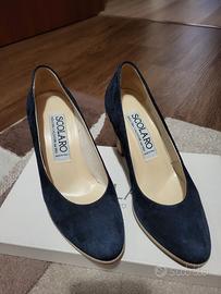 Decollete di camoscio - colore blu - tg. 36