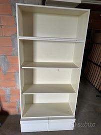 Biblioteca bianca moderna 90x36,5x190 cm, scaffali