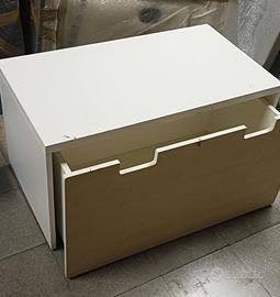 Panca con contenitore giocattoli, bianco/rovere