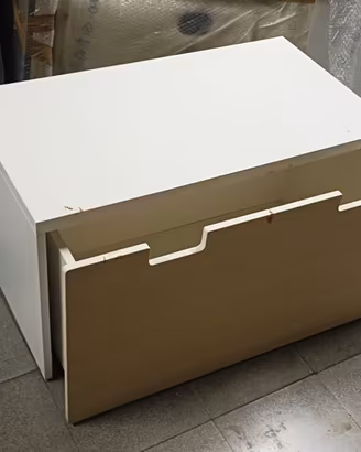 Panca con contenitore giocattoli, bianco/rovere