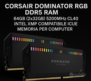 NUOVE! - CORSAIR DOMINATOR PLATINUM 2X32 5200Mhz