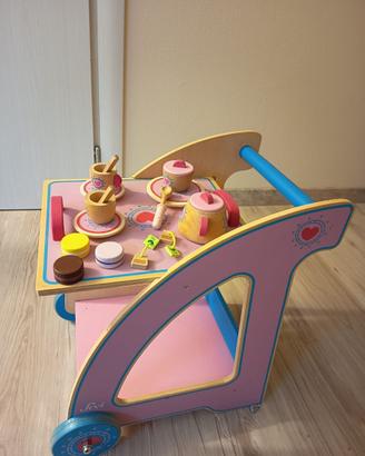 carrello gioco in legno, acessori the