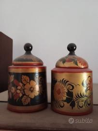 Barattoli legno dipinti