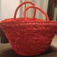 Grande borsa in paglia rossa