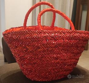 Grande borsa in paglia rossa