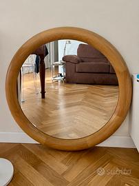 Specchio rotondo in legno massello anni ‘70