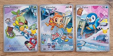 Carte Pokemon set da 3 carte
