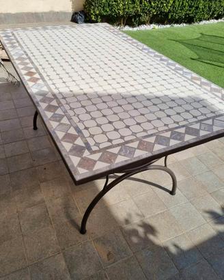 Tavolo Mosaico 160x90cm Ferro Battuto 200x100 