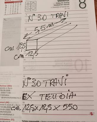 30 travi in legno ex tettoia magazzino lunghi metr