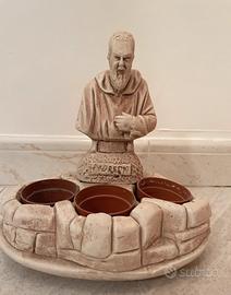 Portavasi Padre Pio in pietra - Vintage