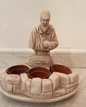 Portavasi Padre Pio in pietra - Vintage