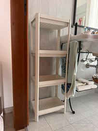 Mobiletto scaffale in plastica bianco a 4 ripiani