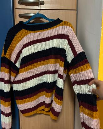 maglione a righe di lana variopinto