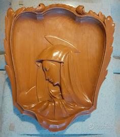 Icona in legno scolpita a mano"Madonna del dito"