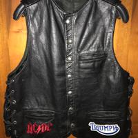 Gilet nero in pelle vera AC DC Triumph 