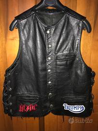 Gilet nero in pelle vera AC DC Triumph 