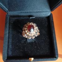 Anello Alcozer ottone bagnato in oro con granato