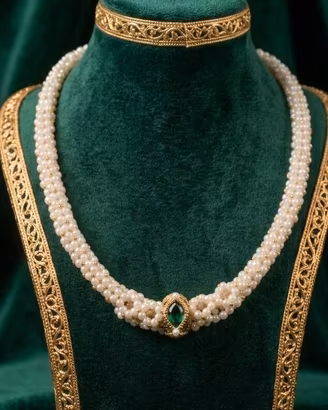 Collana vintage artigianale perle gemma agata