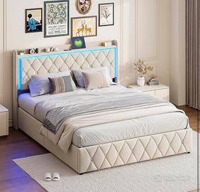 Letto contenitore 160x200 cm imbottito in velluto