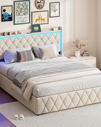 Letto contenitore 160x120 cm imbottito in velluto