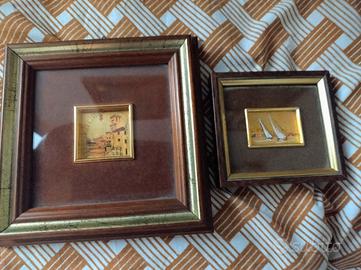 2 Quadri vintage in foglia oro 
