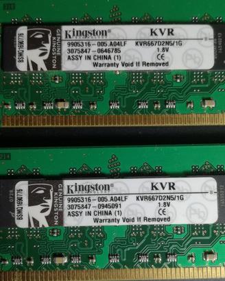 RAM 2x1GB DDR2 KINGSTON KVR667D2N5/1G