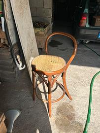 3 sgabelli alti vintage in paglia di vienna