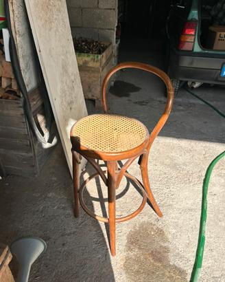 3 sgabelli alti vintage in paglia di vienna