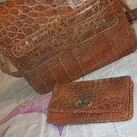 borsa+ portafoglio vintage coccodrillo