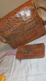 borsa+ portafoglio vintage coccodrillo