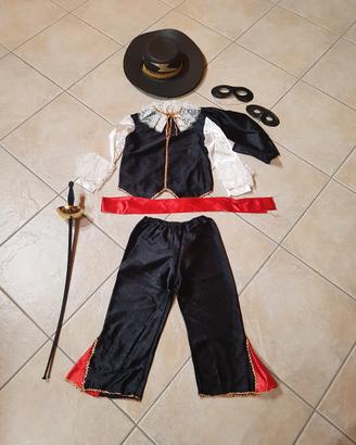 Carnevale - vestito elegante Zorro + accessori 