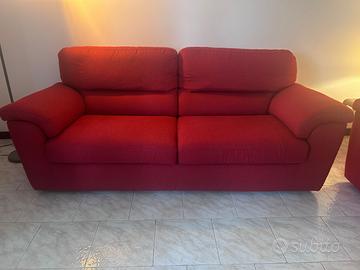 2 divani Poltrone e Sofà - Tessuto rosso