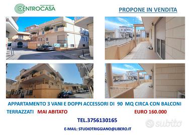 Tre vani e accessori con terrazzo a livello