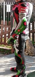 Tuta da moto integrale con scritte Aprilia