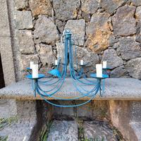 Lampadario in ferro azzurro