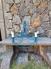 Lampadario in ferro azzurro