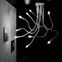 lampadario Piovra cromo 9 braccia con luci led 