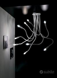 lampadario Piovra cromo 9 braccia con luci led 