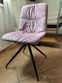 4 sedie velluto rosa