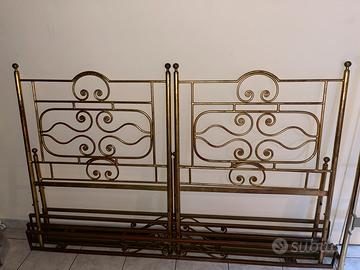 Coppia testiere letto singolo in ferro dorato