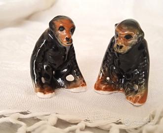 Coppia Statuine Scimmie Vintage 1970