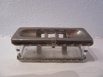 Posacenere da auto anni '60 vetro e metallo