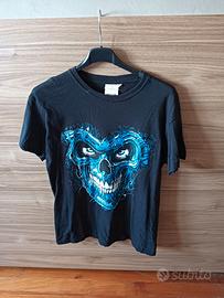 t-shirt uomo nera blu con teschio Terminator Skull