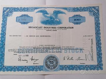 Broadcast industries corporation - Scripofilia