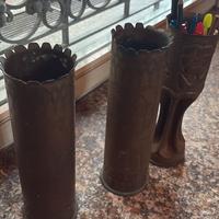 3 bossoli di obice decorati –oggettistica militare