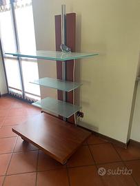 carrello porta tv in legno e cristallo