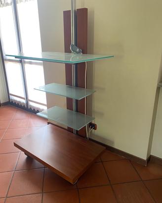carrello porta tv in legno e cristallo