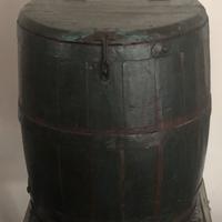 BOTTE CONTENITORE IN LEGNO E METALLO